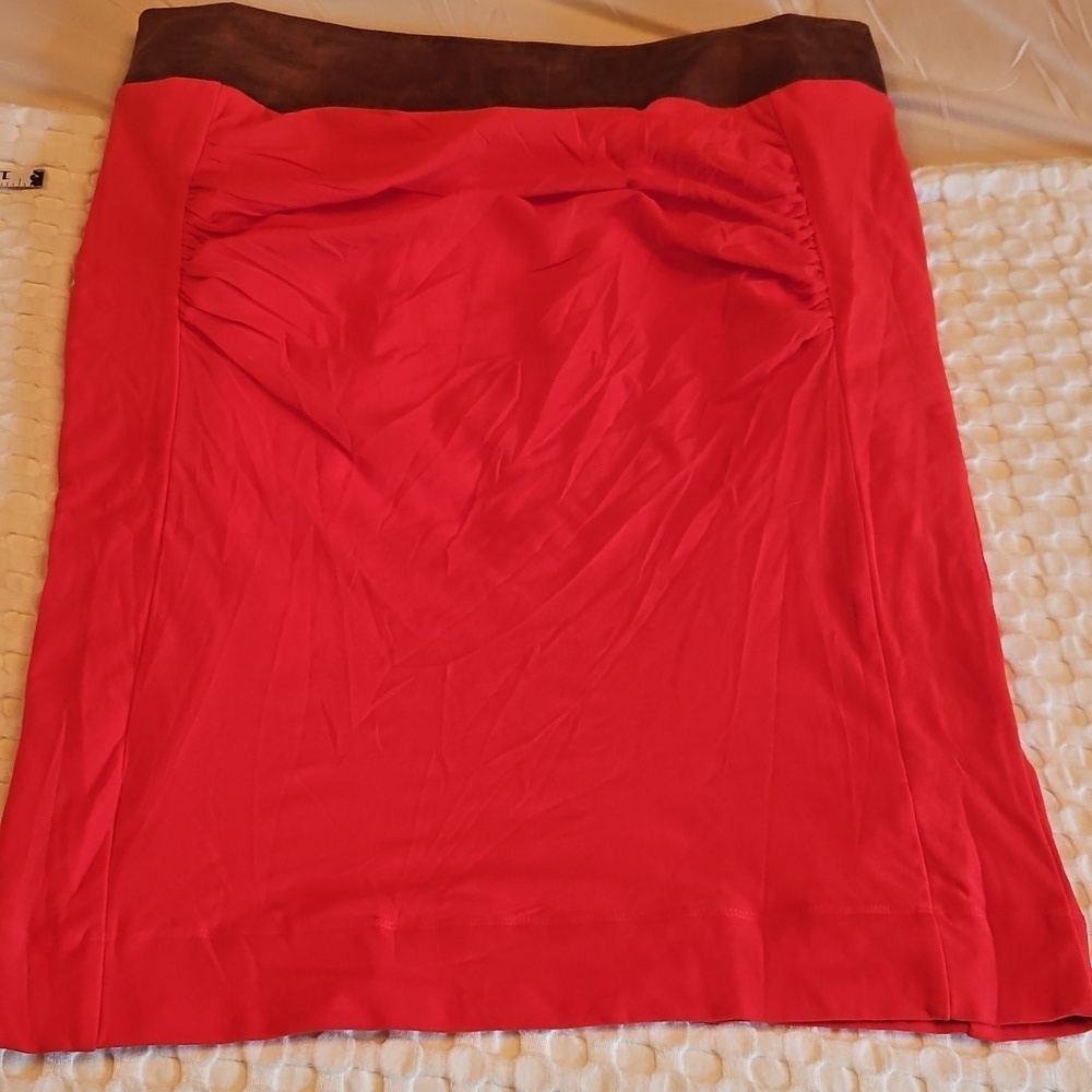 Elegant Red and Brown Emma Women's Skirt Size Lg - Picture 2 of 6